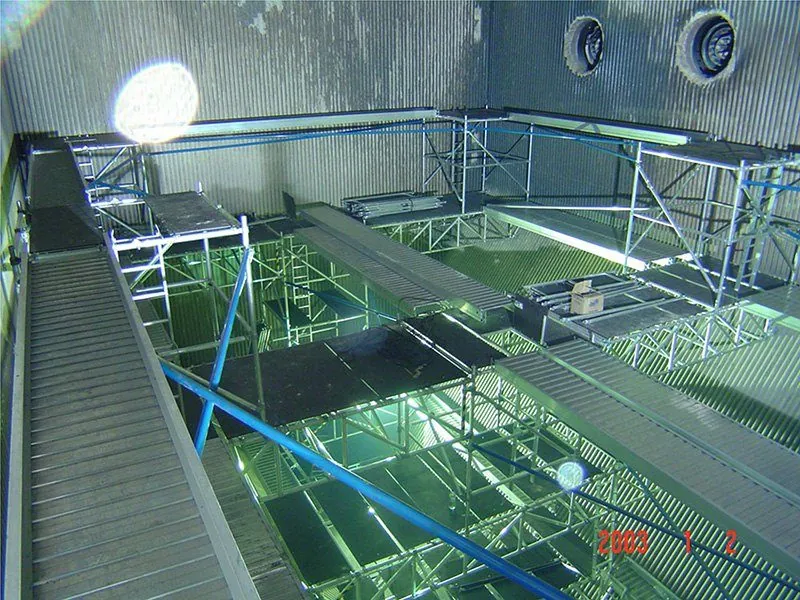 Walkways across the top of a boiler