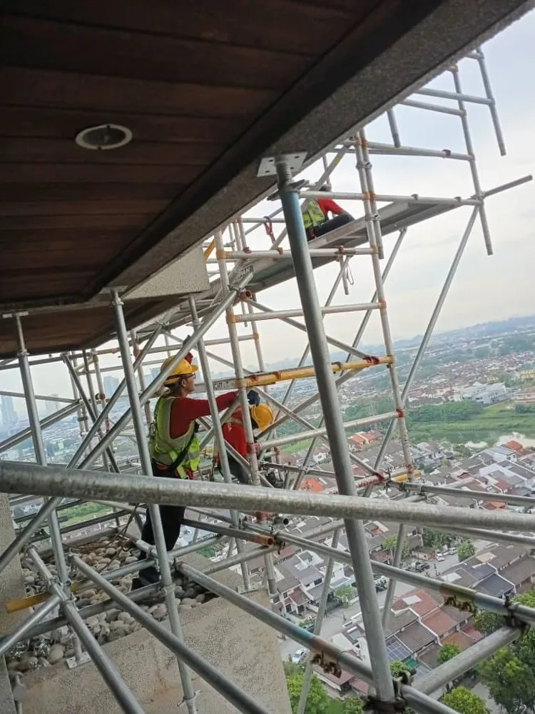 Cantilever under high-rise eaves at Ren Wellness