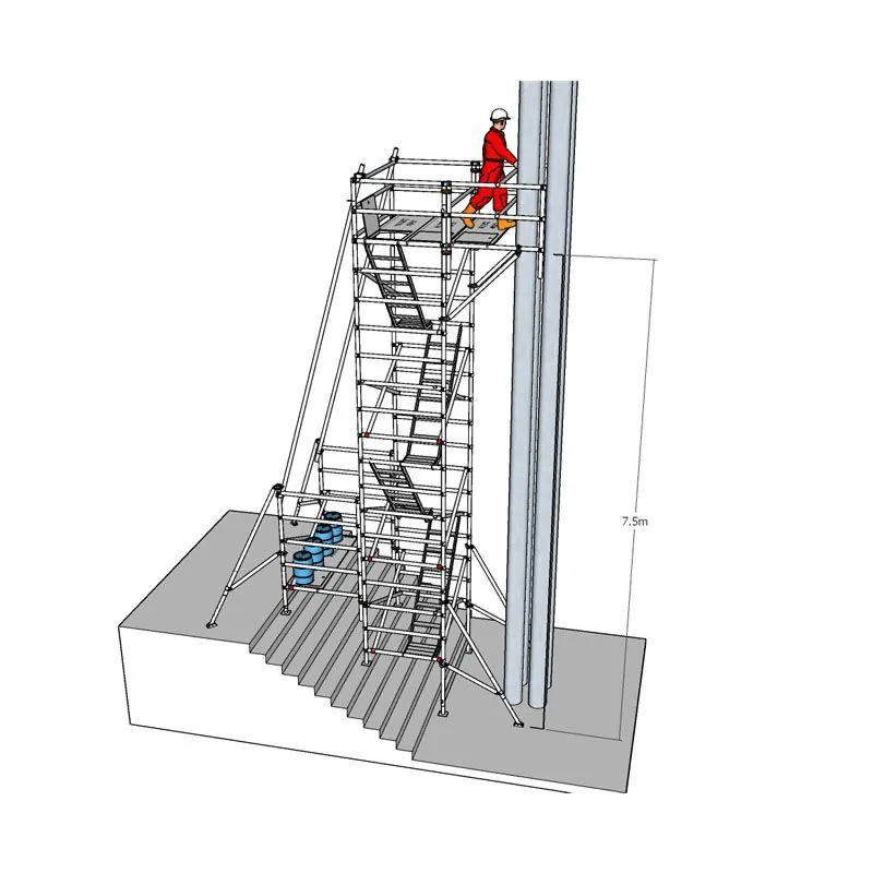 Design drawing of a cantilever tower over stairs at KLP