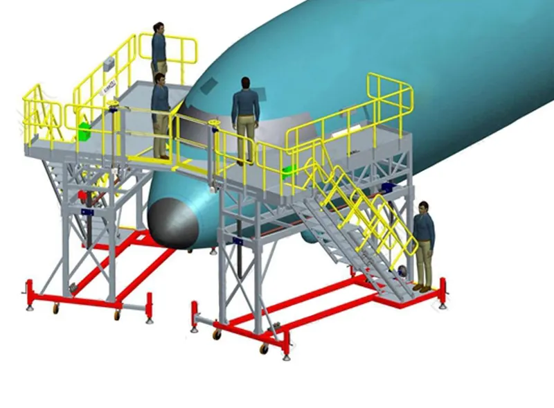 3D view of a nose dock around an aircraft nose