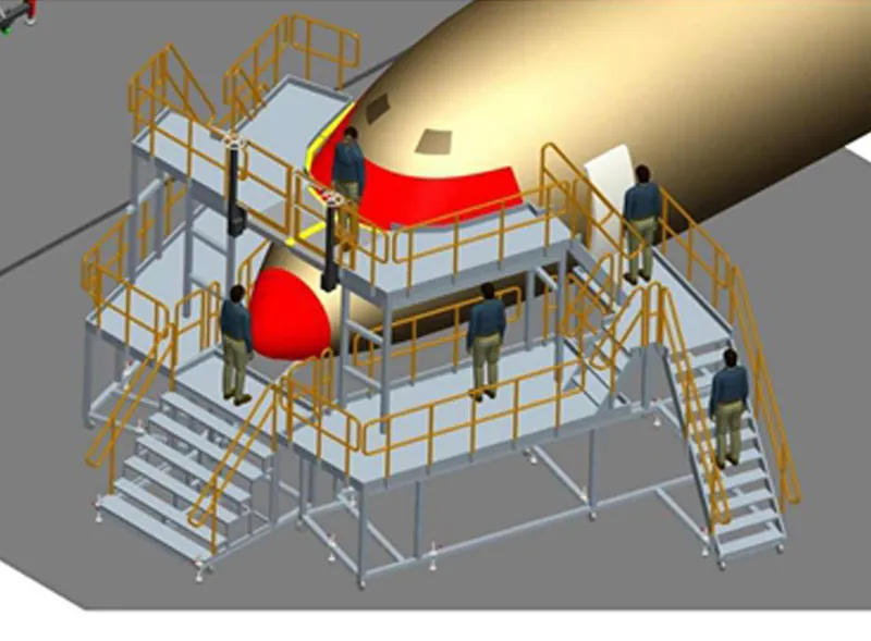 3D view of a nose dock with stairs