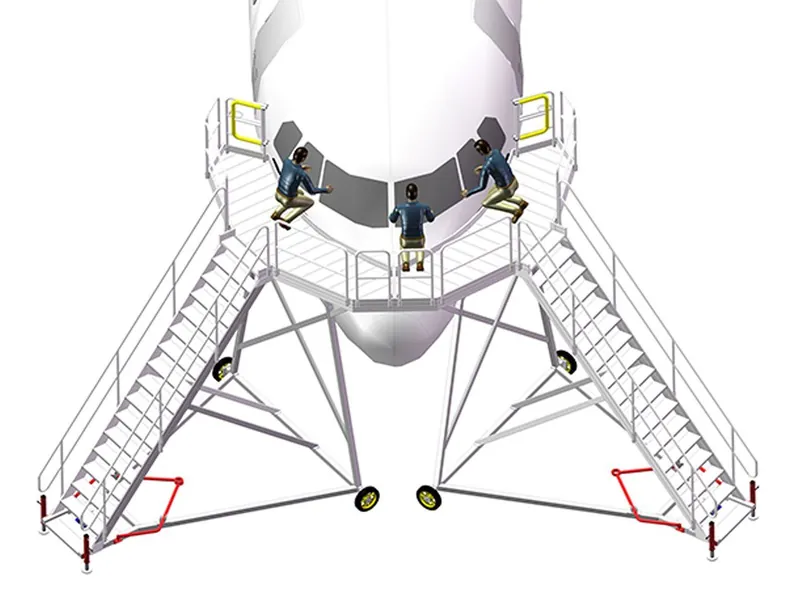 3D view of a windshield access platform