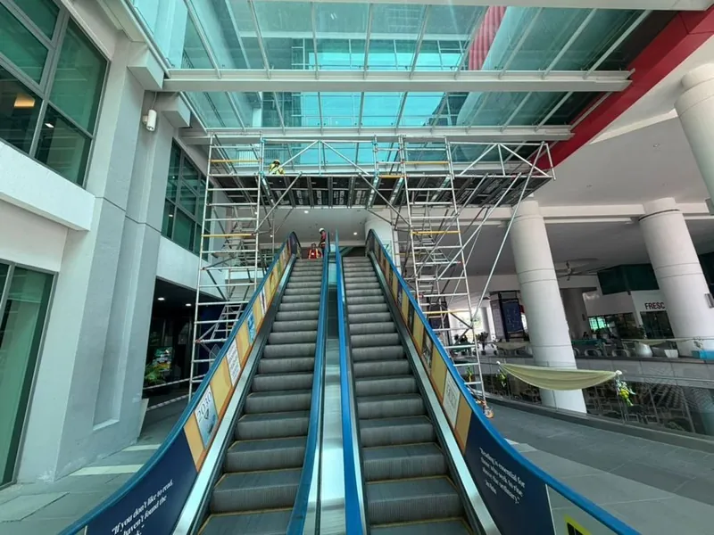 Skybridge over the escalators at Sunway University