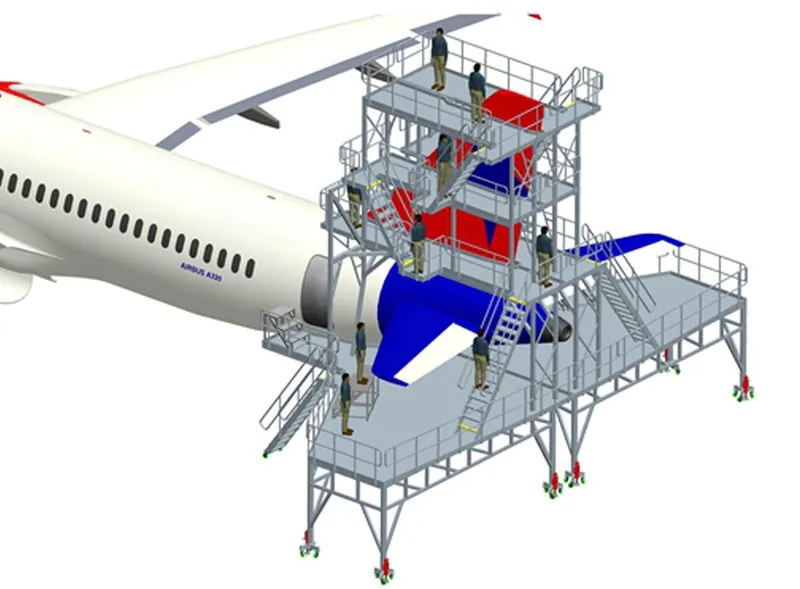 3D view of a tail dock beside the fuselage