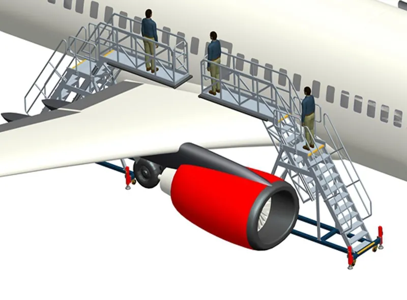 3D view of a cantilever wing platform over an engine
