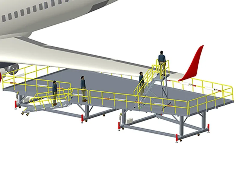 3D view of a wing dock beside the fuselage
